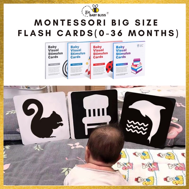 Montessori Big Size Flash Cards for Newborn Babies Educational Toys