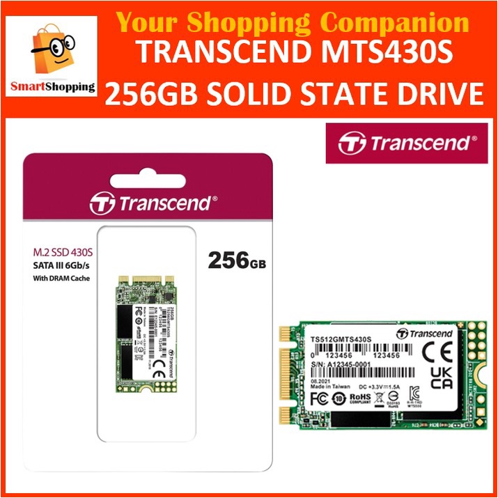 Transcend MTS430S 256GB M.2 2280 Solid State Drive SATA III B+M Key TLC ...