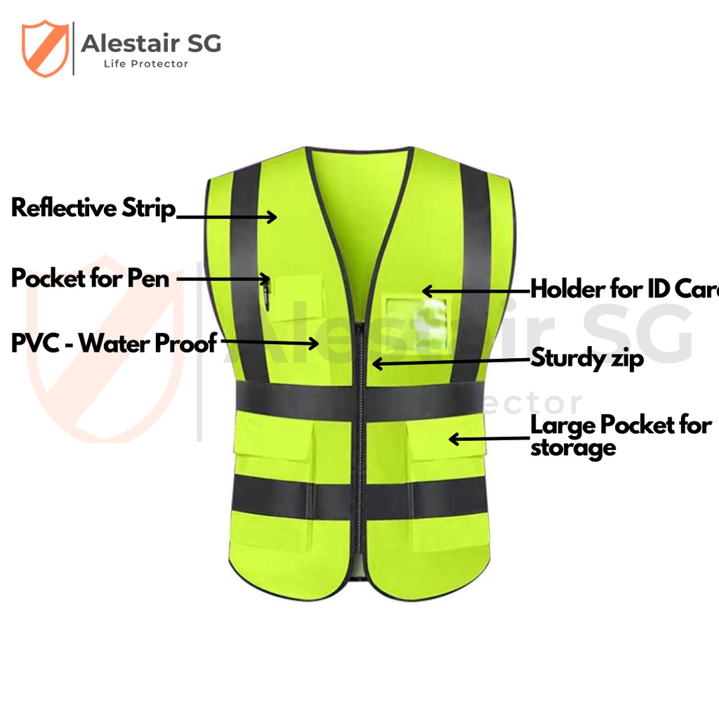 Safety vest for work, cycle , motor bike, running | Shopee Singapore