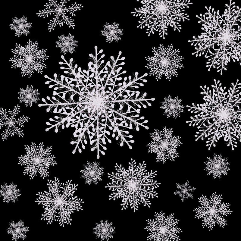 30pcs Plastic White Snowflakes Ornaments Christmas Decorations Artificial  Snow