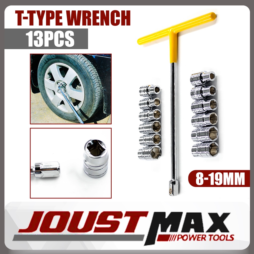 13 In 1 T Handle Box Socket Car 8-19mm Wrench Adapter Set 1/2 Inch Hex ...