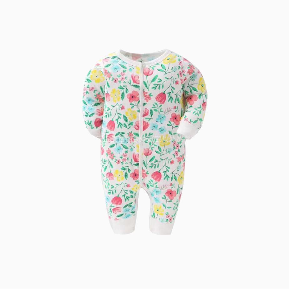 Baby Sleepsuit White w Floral Prints Feet Uncovered 0813 Shopee