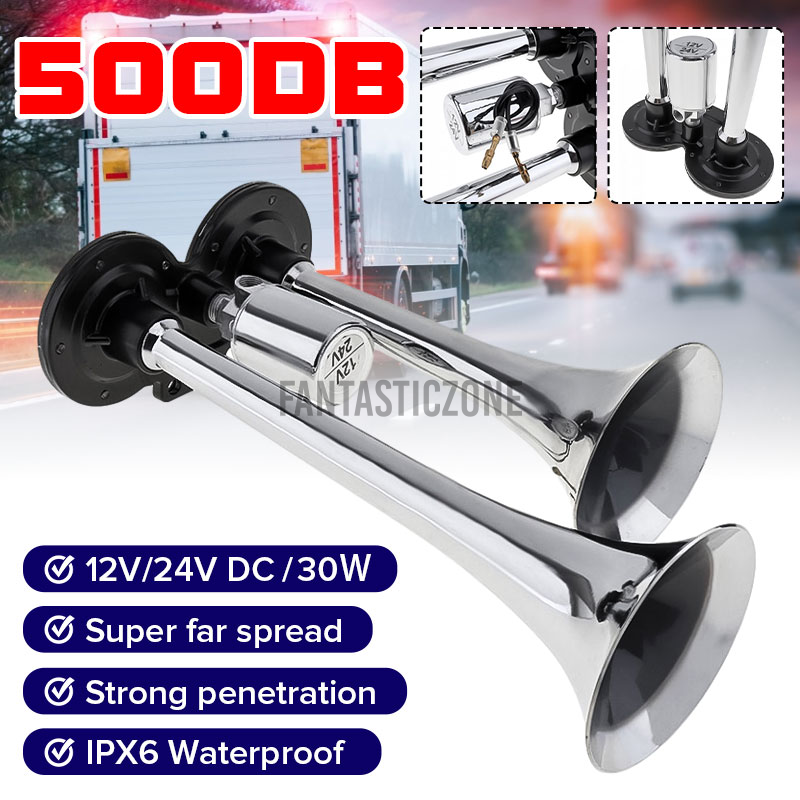 Super Loud 12V/24V 1000db Air Horn Kit, Dual Trumpet Truck Air Horn with  Compressor for Any 12V /24Vehicles /Trucks /Lorrys/ Trains/ Boats /Cars  /Motorcycle