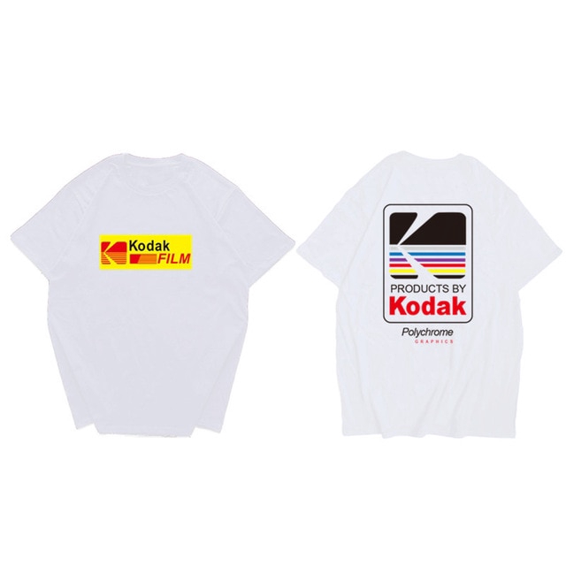 韓国人気★KODAK★Graphic Ringer Short-sleeved T-shirt★半袖 Kodak Apparel Unisex K Round Neck Woven Short Sleeve