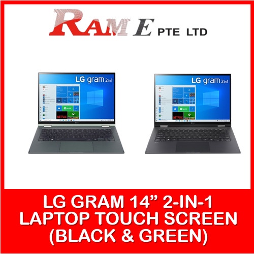 LG gram 14 Inch 2-in-1 Laptop Touch Screen Display i5 Processor ( Black / Green)