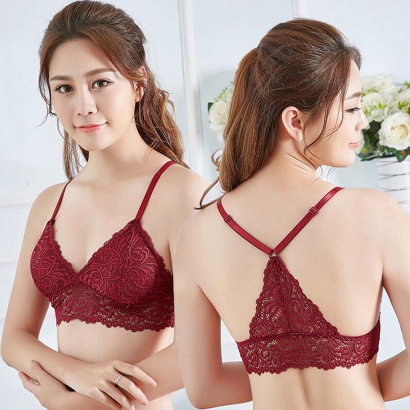 Bras For Women Lace Bralette With Extenders Thin Adjustable Strap Padded  Cute Triangle Bralette Lace Bra For (With Chest Pad)