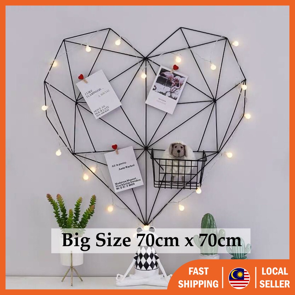 Ins Wrought Iron Heart Iron Grid Love Shape Love Grid Photo Wall Clip Hanging Iron Frame Photo Wall Photo Frame