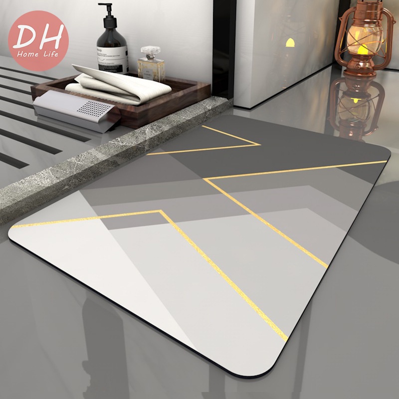 [DH Life] Dark Gray Diatomite Mat Toilet Floor Mat Soft Anti Fatigue