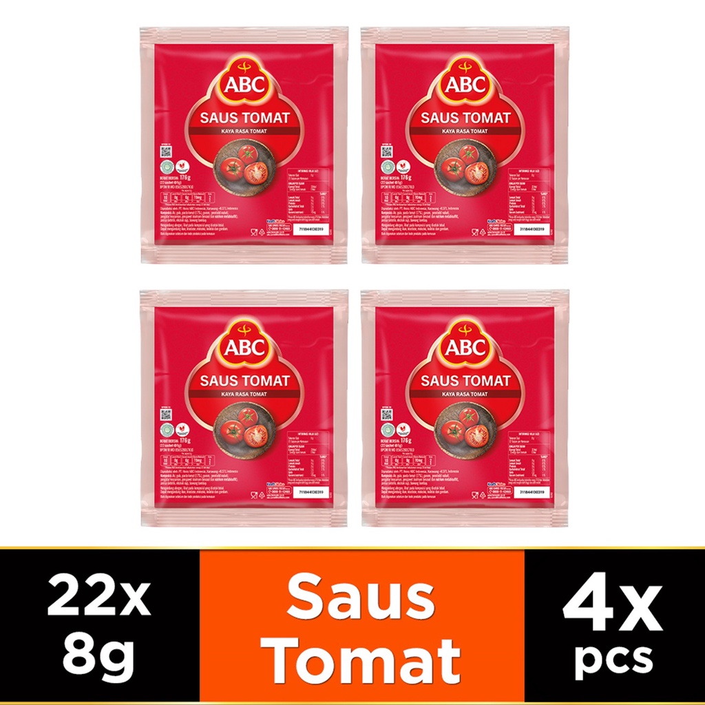 ABC Saus Tomat 22 x 8 gr - Multi Pack 4 pack