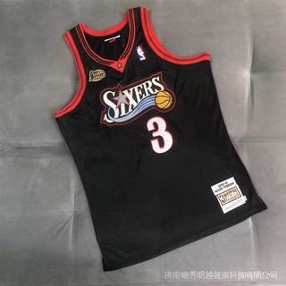 Retro Philadelphia 76ers Iverson #3 Big Meteor White NBA Jersey