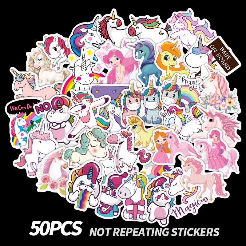 50 pcs Cute Unicorns Waterproof Stickers for Luggage/Laptop/Car/Wall