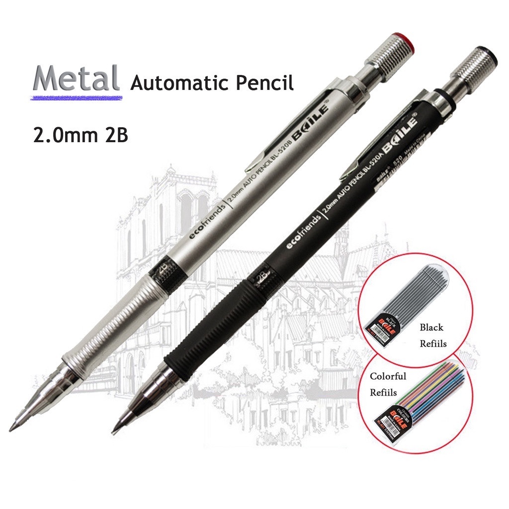 2.0mm Mechanical Pencil Set 2B Automatic Pencils with Color/Black