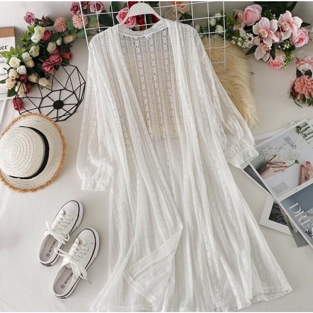 White long sales lace cardigan