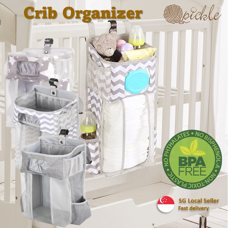 Baby crib hanging organizer / cot diaper stacker for crib playard wall