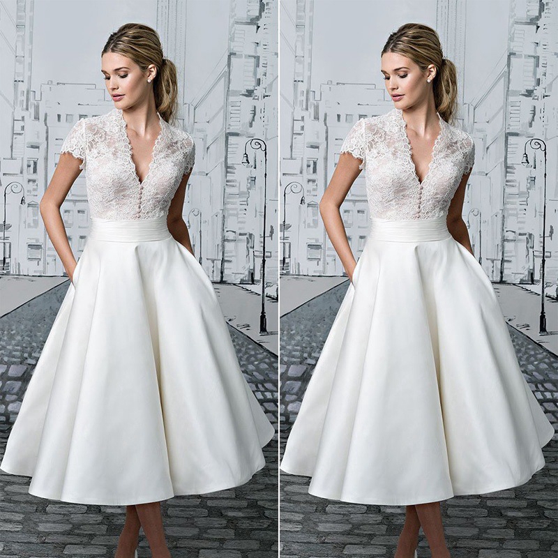 White lace casual wedding on sale dress