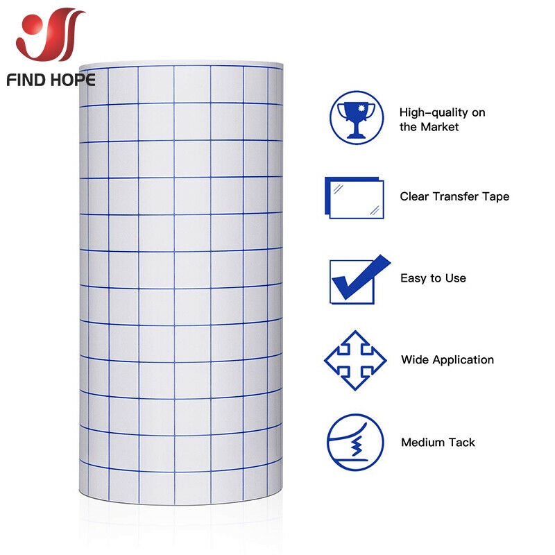 Adhesive Vinyl Transfer Paper Tape Transparent w/Blue Alignment Grid ...