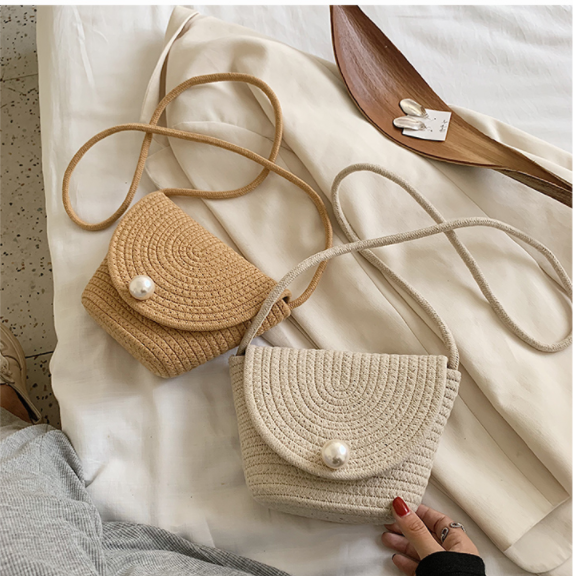 Korean Shoulder Bag Women Sling Bag Snap Closure Messager Bag Woven Bag