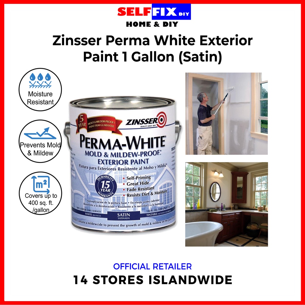 Zinsser PermaWhite Mold & MildewProof Exterior Paint (Satin) 1