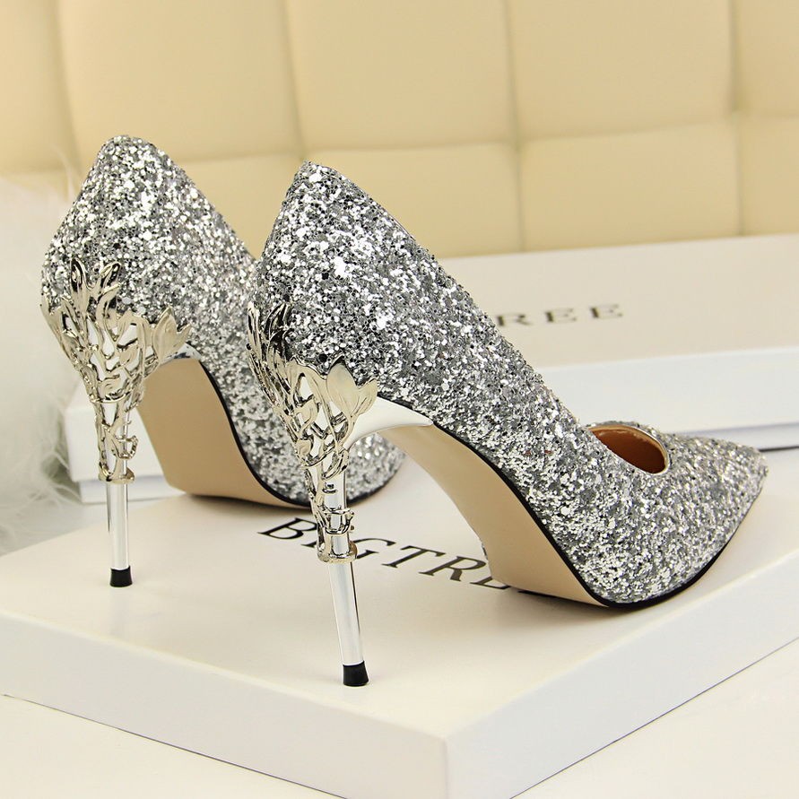 Silver heels, Women's Fashion, Footwear, Heels on Carousell