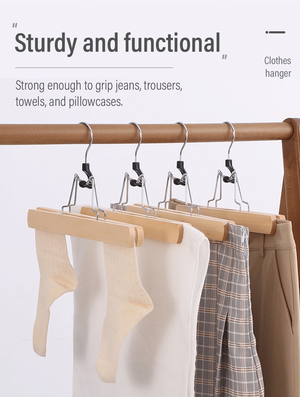 [10pcs/set]High-grade Wooden Skirt Clamp Nordic Style Solid Wood Pants ...