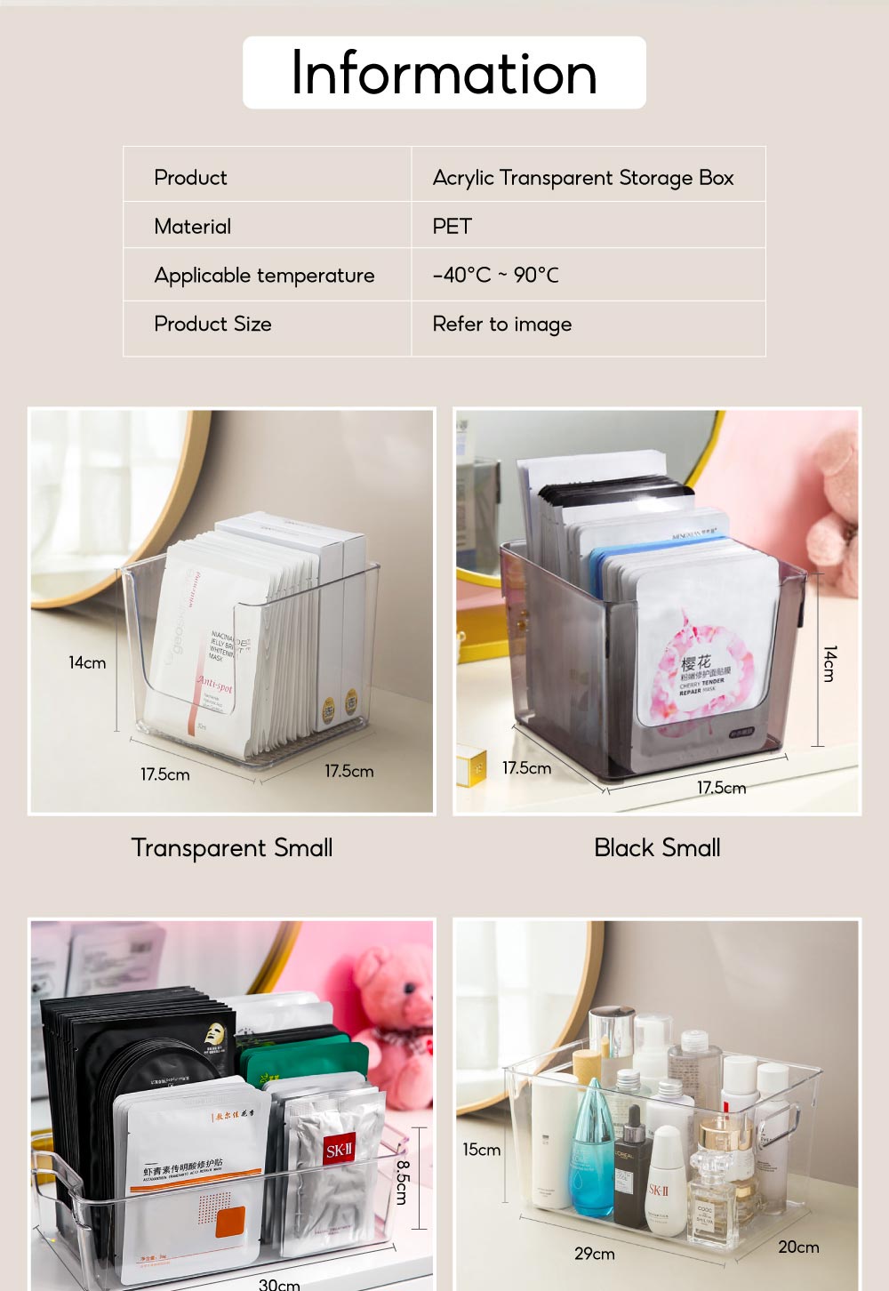 Acrylic Transparent Mask Storage Box Cosmetics Organiser Bathroom Racks ...