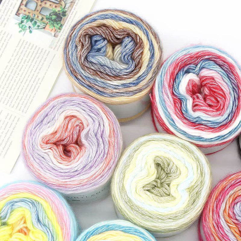 Rainbow Cotton Knitting/crochet Yarn 100 G/skeinmulticolored Milk