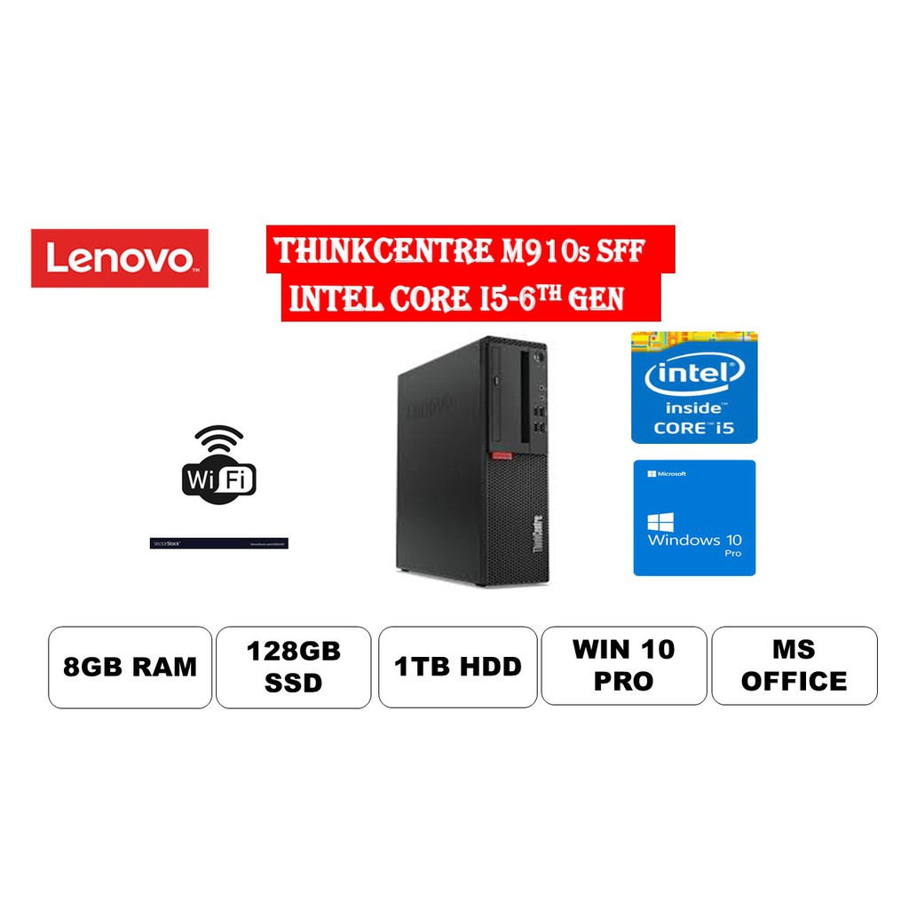 LENOVO M910s SFF Intel Core i5-6th gen 8GB RAM, 128GB SSD (OS install ...