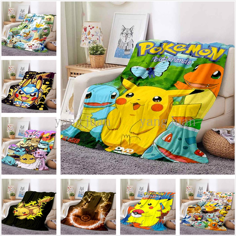 Pokemon Pokemon Cartoon Cute Blanket Bedroom Sofa Car Office Nap Super Soft Pikachu Can Be Customized A55 Shopee Singapore