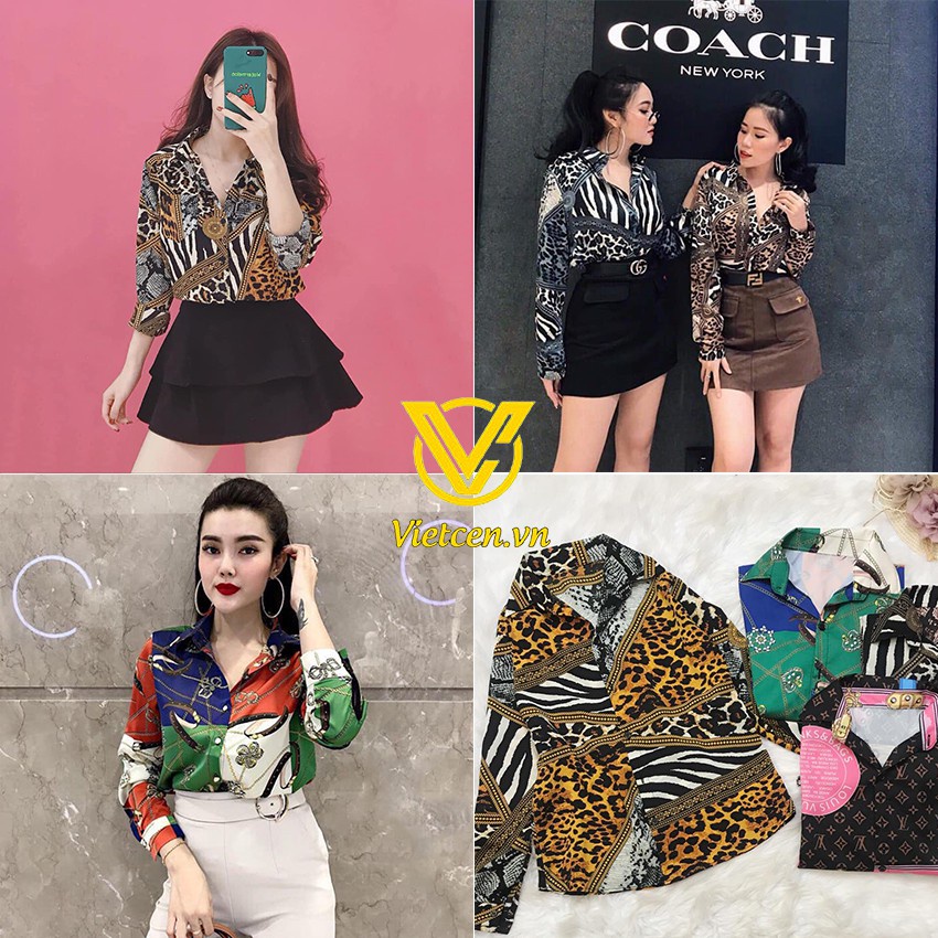 Cotton Cashmere Long Sleeve Leopard Novelty Shirt