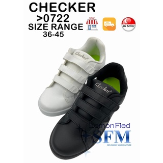 CHECKER 0722 Size 37 45 BLACK WHITE STRAP TAPE SCHOOL SHOE WORKING SG LOCAL MAN LADY BOY indoor outdoor taiwan Shopee Singapore