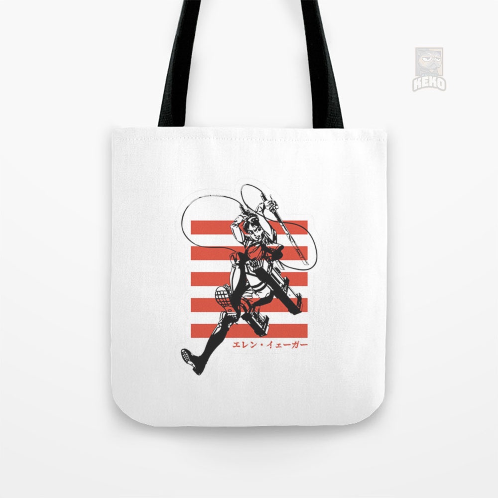 Attack on Titan Eren Jaeger Canvas Tote Bag design | Shopee Singapore