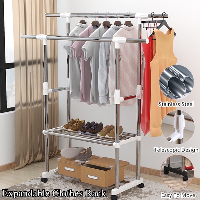 Singapore Fold Out Clothes Rail Extendable Folding Drying Rack