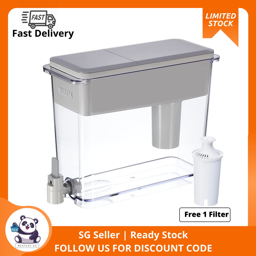 BRITA 18 Cup /4.2L UltraMax Water Dispenser and Filter BPA Free, Gray