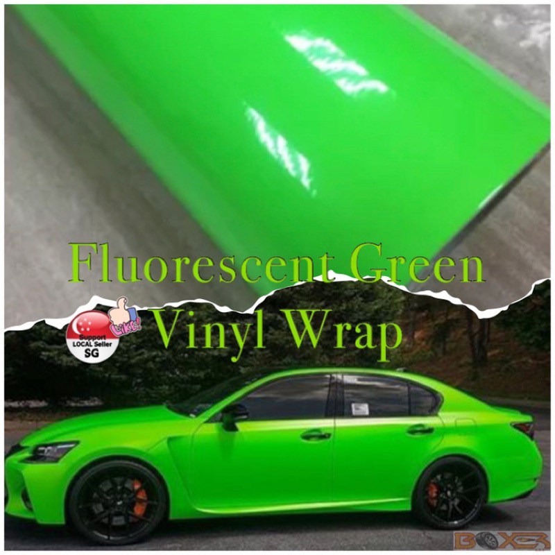 fluorescent Green vinyl wrap sticker -adhesive -washable -waterproof  -bubble free- cricut- silhouette