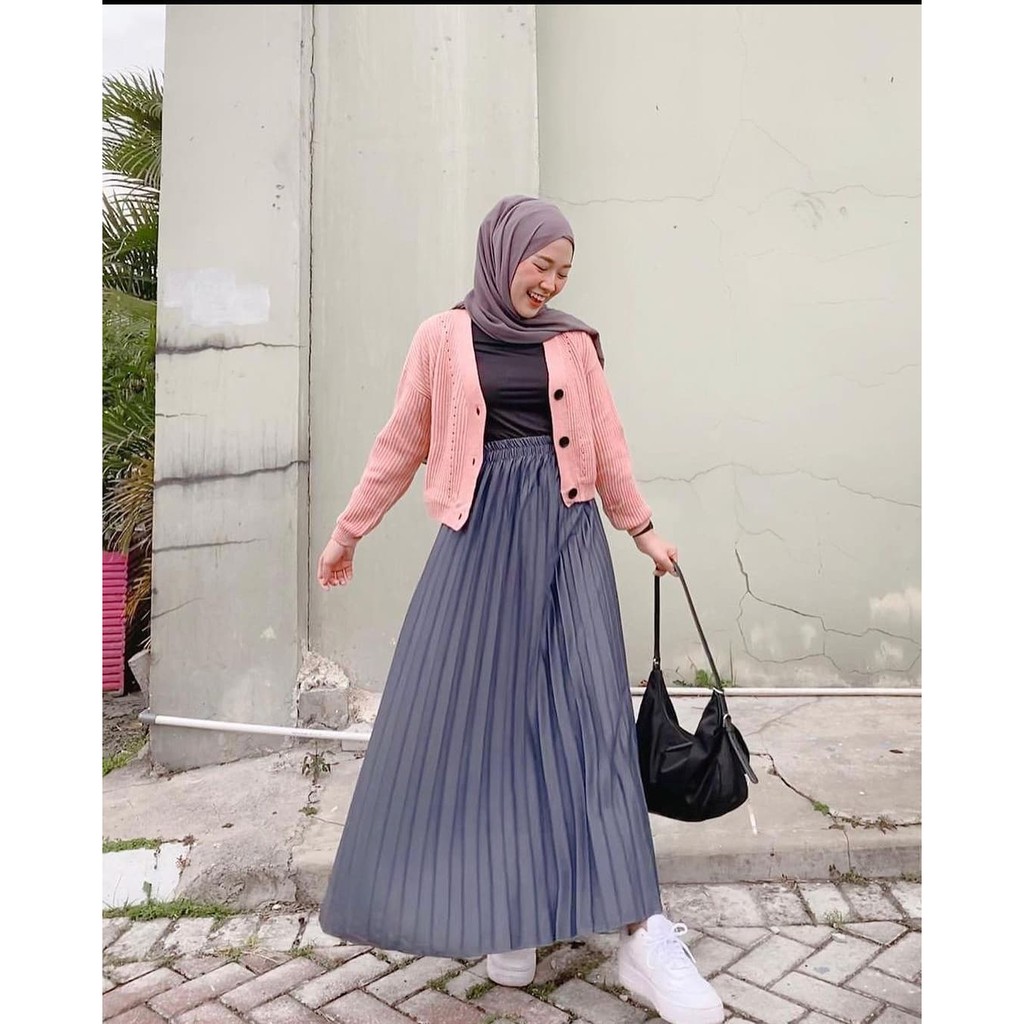 Disa Hijab - ROK PLISKET PANJANG BAHAN LOTTO PREMIUM - Gambar 3