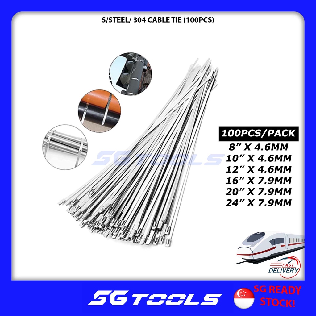 STAINLESS STEEL / 304 CABLE TIE 8" 24" (100PCS)(4.6MM/ 7.9MM) HEAVY
