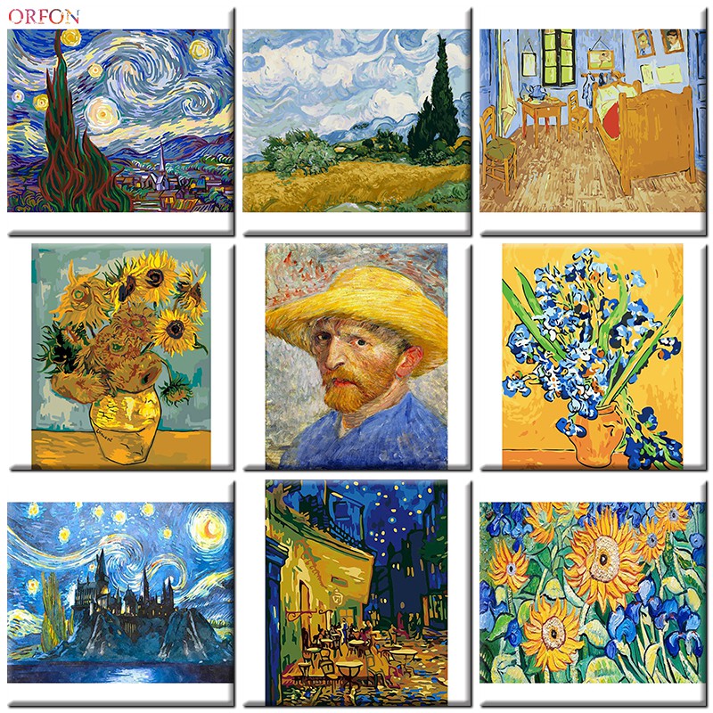 【ORFON】The Starry Night Van Gogh Scenery Paint By Numbers DIY Gift ...