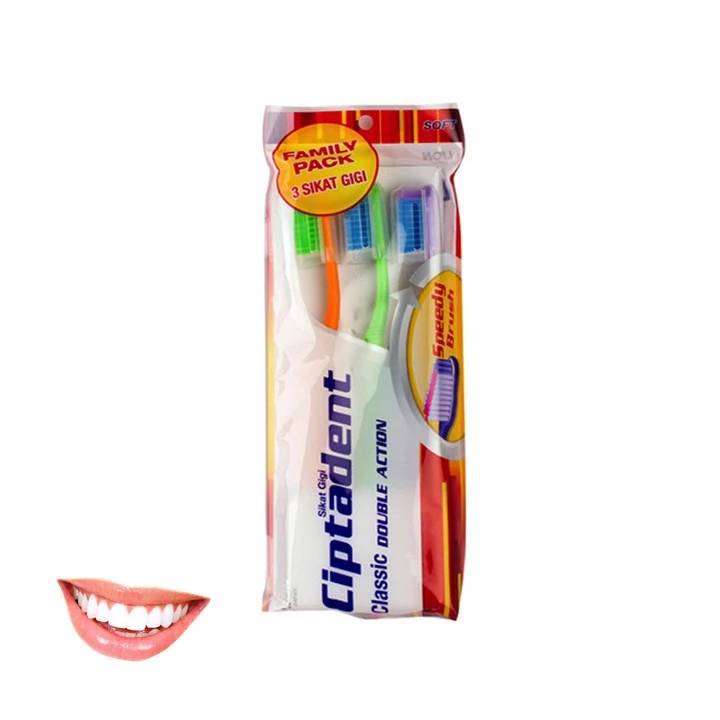 Ciptadent Sikat Gigi Classic Double Action Soft Pack Isi 3 Pcs - Gambar 2