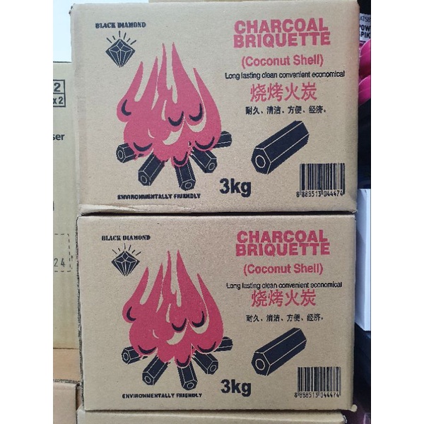 Premium BBQ Charcoal Briquettes 3kg Coconut Shell BBQ Satay Chicken