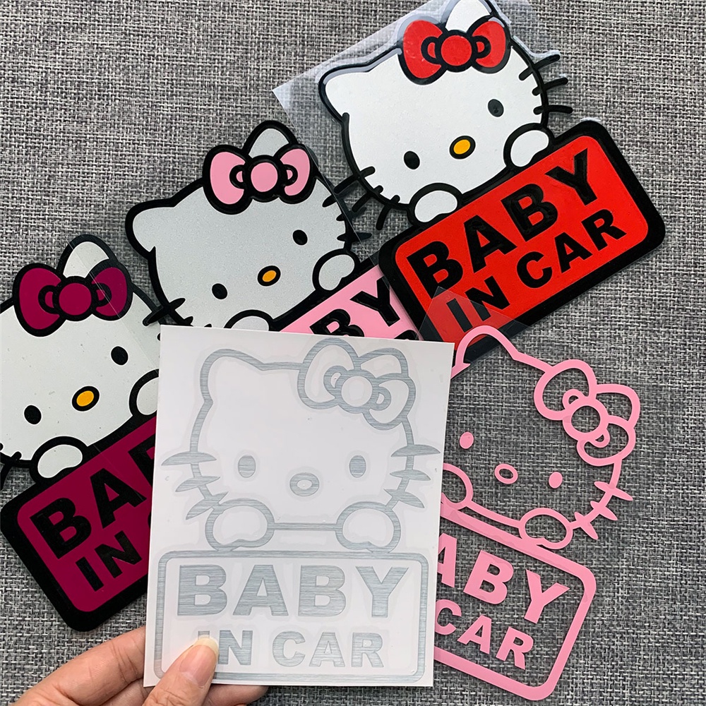 Hello Kitty Baby in Car Reflective Sticker Sun Protection Rainproof Out ...