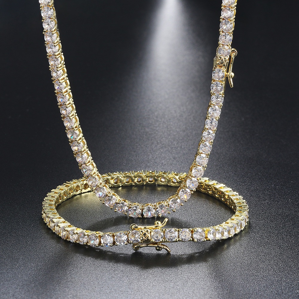 Gold diamond sale tennis chain