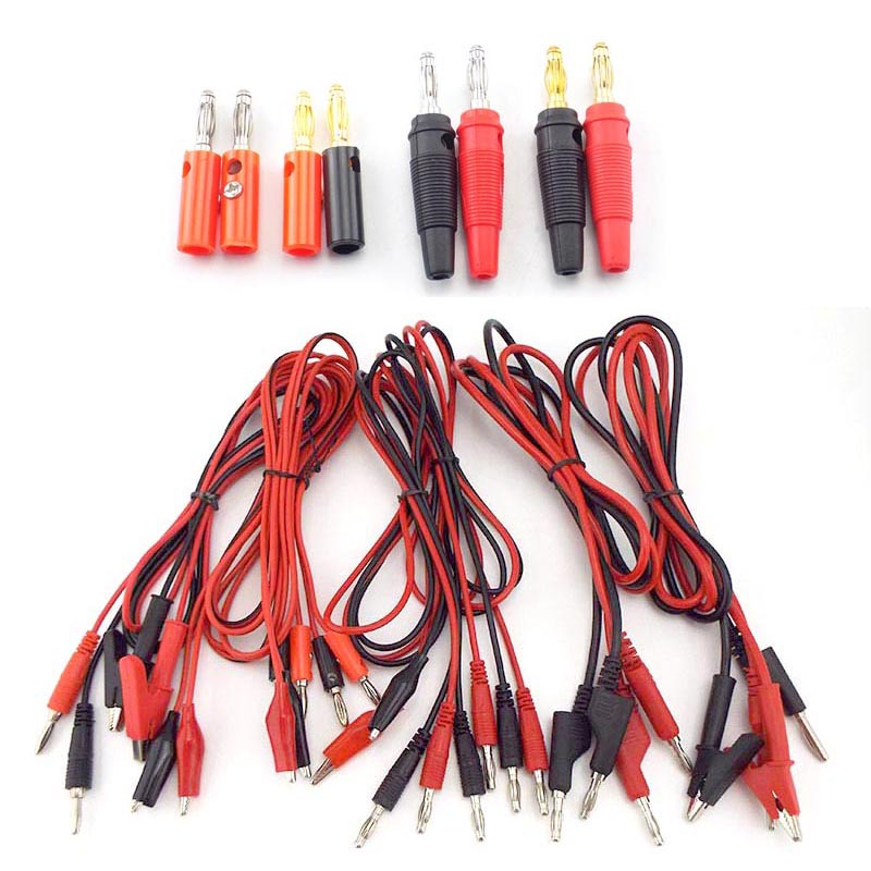 2pcs Long Jaw Safety Alligator Clip To 4mm Banana Female Jack - Insulated Test Leads