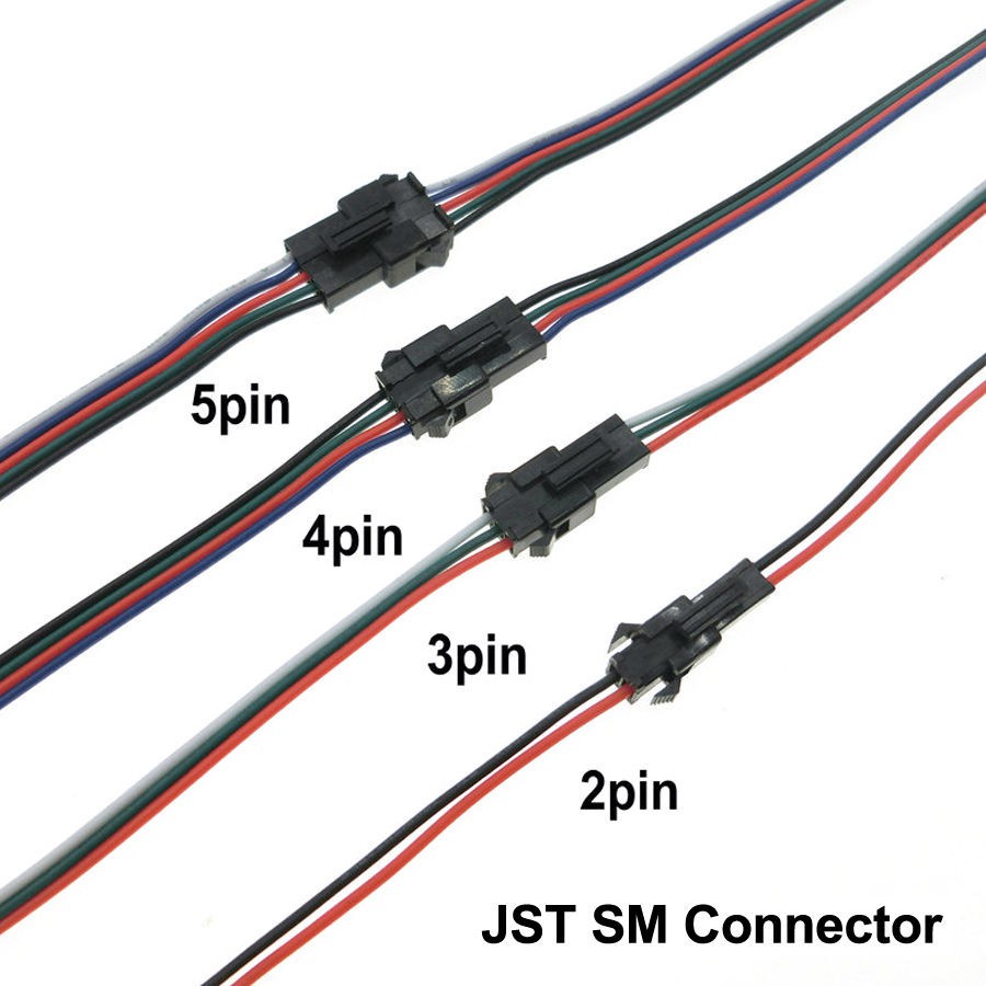 JST SM Connector 2pin / 3pin / 4pin / 5pin Male And Female Set 5set/lot ...