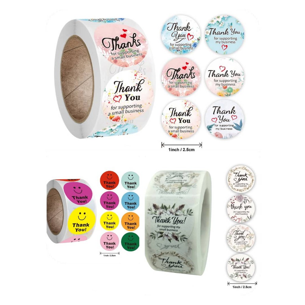 LK 500pcs Thank You Stickers / Seal Label / Sticker Terima Kasih / 謝謝 ...