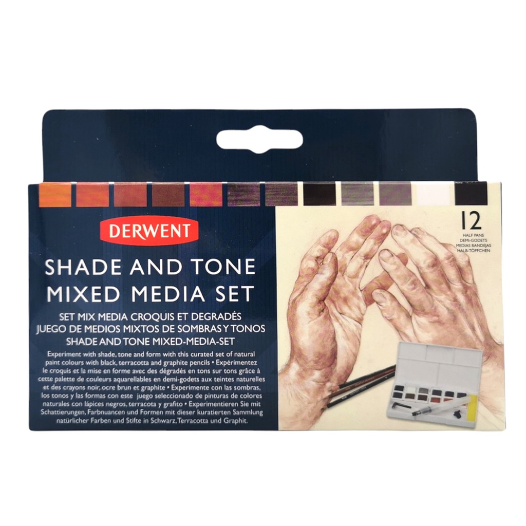 Derwent 12pcs Shade and Tone Mixed Media Set 2305903, 5028252622424