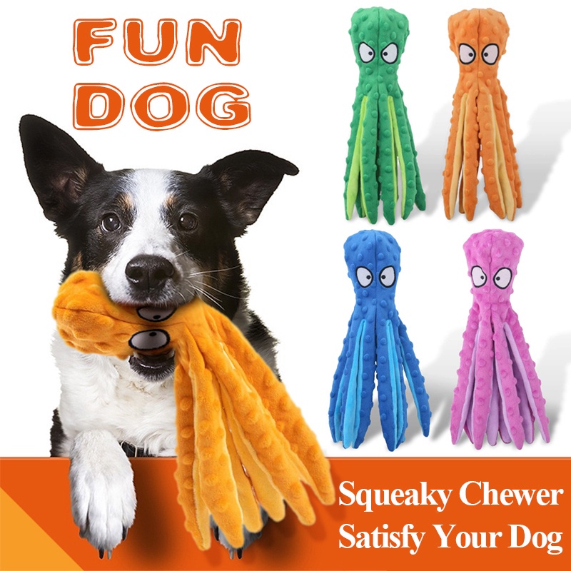 Dog Squeaky Octopus Toys, No Stuffing Plush Toy with Sounding Crinkle