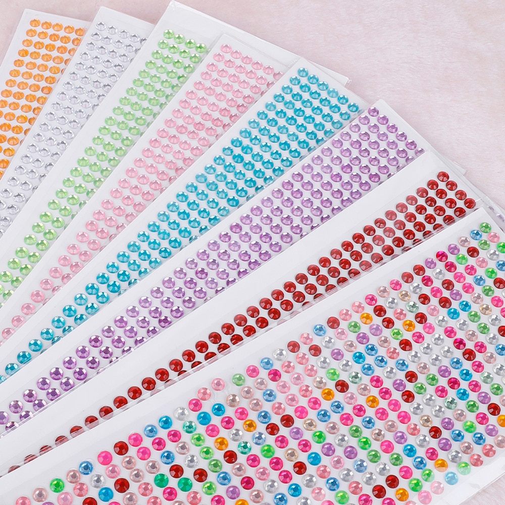 500Pcs/lot 6mm Self Adhesive Acrylic Rhinestone For Phone PC Car Decal ...