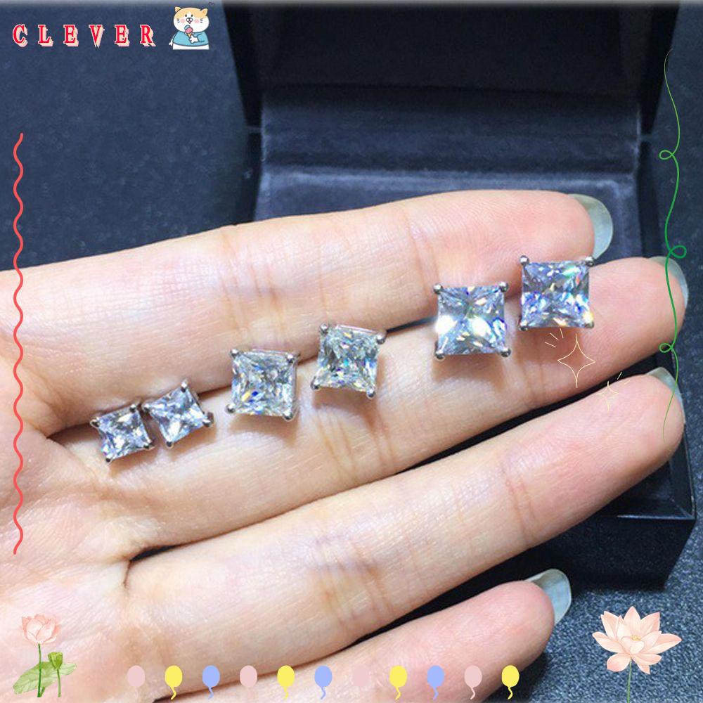 Real diamond hot sale square earrings