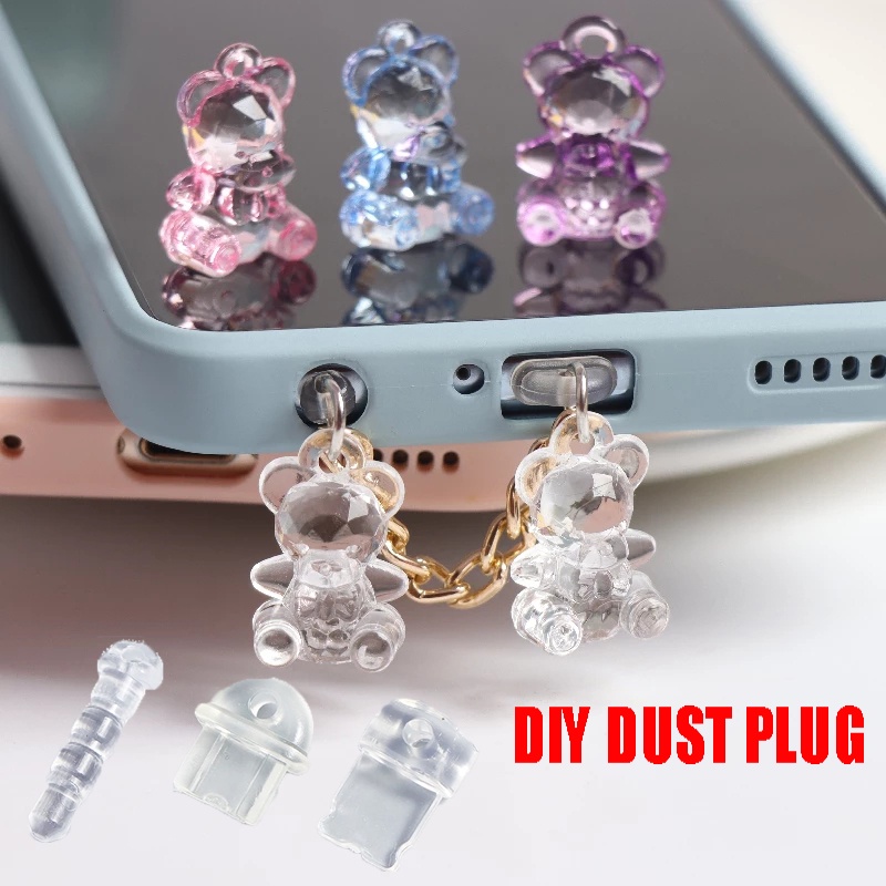 Cell Phones Type C & Micro USB  Charging Port Protective Cap / Cute Transparent Mobile Phone Pendant Dust Plug