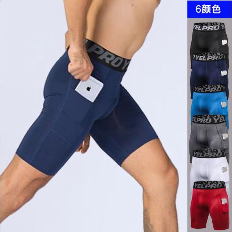 Brand New Fitness Mens Sportswear Gyms Compression Secure Pocket Shorts ...